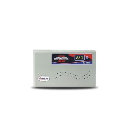 21pMf2Ftd8L.jpg Microtek EM 4160+ Automatic Air Conditioners (A.C.) Voltage Stabilizer upto 1.5 Ton Working Power 160V-285V(Metalic Grey) with 3 year warranty : Home & Kitchen - Image 1
