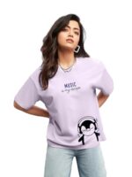 Buy Bewakoof Women's Graphic Printed 100% Cotton T-Shirt - Oversized Fit, Round Neck, Half Sleeves