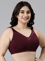 Buy Enamor Women's Cotton Non Wire Free A112 Full-Coverage Non Padded Non Wired Bra GRAPEWINE_36C - Image 3