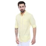 Dennis Lingo Men's Cotton Yellow Green Solid Casual Shirt (C301_Yellow_XL)  : Clothing & Accessories - Image 3