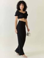 Buy KOTTY Women Solid Polyester Blend Black Trouser (Black,30) - Image 5