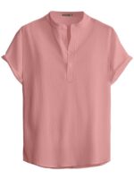 WEBRIC Shirt for Men | Casual | Plain | Cap Sleeve | Summer - Regular Fit | Old Money | Peach Shirts  : Clothing & Accessories