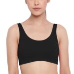 Enamor SB06 Low Impact Slip on Everyday Sports Bra for women - Non-Padded, non-wired & High Coverage | Available in solids & prints-(SB06_Pearl / Black_M)  : Fashion - Image 8