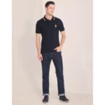 Buy U.S. POLO ASSN. Men's Tipped Collar Pure Cotton Slim Fit Polo Shirt (USTSHS1533_Navy_Navy_L) - Image 3