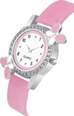 Acnos Silicone Premium White Dial Diamond Pink Analog Watch With Diamond Bracelet For Girl Best Design Butterfly Combo 3 Pack Of 3, Pink Band  : Fashion - Image 4