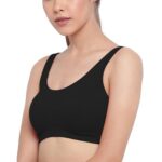 Enamor SB06 Low Impact Slip on Everyday Sports Bra for women - Non-Padded, non-wired & High Coverage | Available in solids & prints-(SB06_Pearl / Black_M)  : Fashion - Image 4