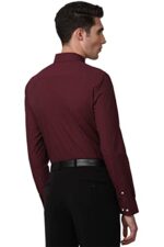 Peter England Men's Everday Regular Fit Solid Shirt | Cotton Rich | 5-Pin Pocketing, Red  : Clothing & Accessories - Image 3
