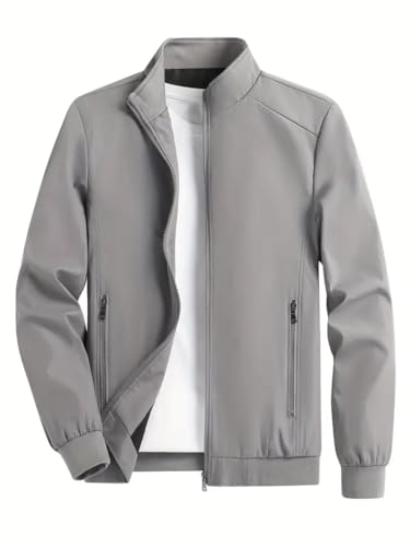 Buy EAGLESTAR Men's Polyester Standard Length Bomber Jacket (IN, Alpha, L, Regular, Standard, grey)
