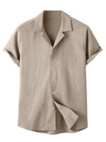 TAGDO Men's Regular Fit Casual Shirt (Popcorn-5171-Cream-L)  : Clothing & Accessories