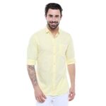 Dennis Lingo Men's Cotton Yellow Green Solid Casual Shirt (C301_Yellow_XL)  : Clothing & Accessories