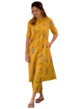 Buy ANNI DESIGNER Women's Rayon Viscose Straight Printed Kurta with Pant (Barkat Yellow_XL_Yellow_X-Large)