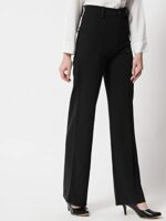 Buy KOTTY Women Solid Polyester Blend Black Trouser (Black,30) - Image 7