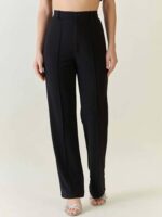 Buy KOTTY Women Solid Polyester Blend Black Trouser (Black,30) - Image 2