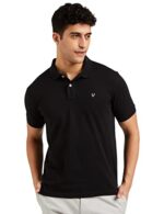 Buy Allen Solly Men's Plain Regular Fit Cotton Polo (AMKP317G04249_Jet Black_Large)