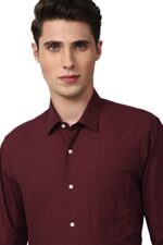 Peter England Men's Everday Regular Fit Solid Shirt | Cotton Rich | 5-Pin Pocketing, Red  : Clothing & Accessories - Image 4
