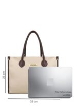 Buy LEGAL BRIBE Womens Textured Shoulder Tote Bag (Beige) - Image 6
