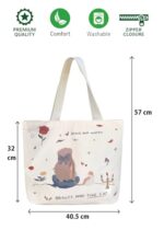 Buy KeepCart Women Reusable Shopping/Grocery Classic Tote Bag With Pocket Shoulder Canvas Handbag Travel Bag Multi-Purpose, White - Image 7