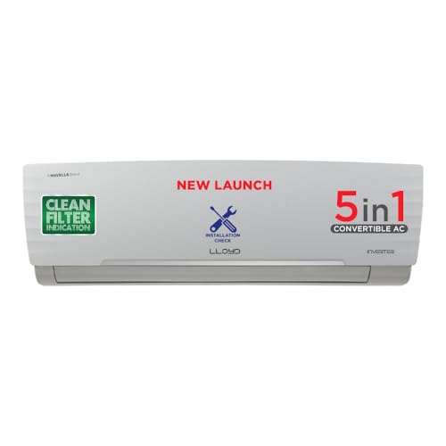 31fTO0R8GvL.jpg Lloyd 1 Ton 5 Star Inverter Split AC (5 in 1 Convertible, 100% Copper, Anti-Viral + PM 2.5 Filter, White with Graphic Design, GLS12I5FWBEV) : Appliances - Image 1