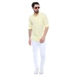 Dennis Lingo Men's Cotton Yellow Green Solid Casual Shirt (C301_Yellow_XL)  : Clothing & Accessories - Image 2