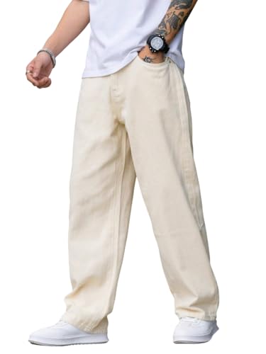 Buy JVX Men Mid Rise Jeans | Looses Fit Denimjeans | Baggyjeans (Njj-04) (Numeric, 36, Cream)