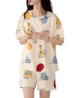 Buy LOUIS LUXE Womens Polyester Night Dress | Short Pyjama Set | Nightsuit | Nightwear |Round Neck Short Sleeve Nightsuit | Loungewear | Everyday Nightdress (ND-01-OFFWHITE-M)