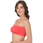 Buy Bhole treader Women’s Cotton Solid Wire-Free Strapless Bandeau Bra – Full Coverage Tube Bra for Daily Comfort Soft Breathable Fabric Perfect for Layering Casual Wear (Coral) - Image 2