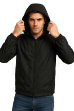 Krystle Windproof & Water-Resistant Men’s Hooded Rain Jacket – Black(Large)  : Clothing & Accessories - Image 2