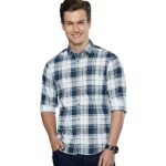 The Indian Garage Co Men's Checkered Slim Shirt (0121-SH69-05_White Large)  : Clothing & Accessories