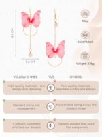 Yellow Chimes Danglers Earrings for Women | Pink Earrings for Girls | Fashion Women Earrings | Butterfly Shaped Long Chain Dangler Earrings | Birthday Gift For Girls Anniversary Gift for Wife  : Fashion - Image 4