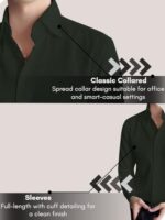 Leriya Fashion Men's Formal Button Down Shirt – Slim Fit Office Wear Shirt's for Men | Textured Long Sleeve Cotton Blend | Business & Meeting Ready (Available in Plus Size and Combo Pack of 2) Green  : Clothing & Accessories - Image 5
