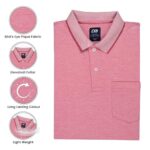 Buy Peter England Men's Premium Branded Regular Fit Half Sleeve Polo T-Shirt with Pocket | Cotton Rich | Birds Eye Interlock Weave Pink, Medium - Image 3