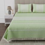 Värde 210 TC Double Bedsheet with Pillow Cover 2 | 100% Cotton Bedsheet for Summer | Handloom Cotton Bedsheets for Double Bed | All Season Comfort | Size (90X100 Inches, 7.5 x 8.3 Feet, Parrot Green)  : Home & Kitchen - Image 9