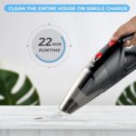 Tusa Cordless Vacuum Cleaner for Car & Home | 2X Powerfull Suction, Dual Mode Battery 6000mAh & 12V DC Car Port | High Power Portable Lightweight Wireless Vacuum, Rechargeable (V1) (Black)  : Car & Motorbike - Image 2