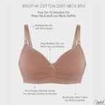 NYKD Women's Cotton By Nykaa Deep Neck Non Padded Non Wired Bra With Low Back - Nyb391 - Sand, 34C  : Fashion - Image 3
