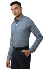 Van Heusen Cotton Men's Fitted Shirt (VHSFRSLBW67779_Medium Blue 42)  : Clothing & Accessories - Image 2