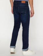 Peter England Men's Classic Tapered Stretchable Twill Jeans, Mid Rise, 36 Dark Blue  : Clothing & Accessories - Image 2