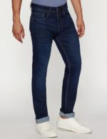 Peter England Men's Classic Tapered Stretchable Twill Jeans, Mid Rise, 36 Dark Blue  : Clothing & Accessories - Image 3