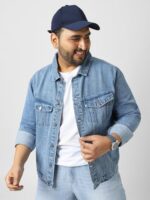 Buy Urbano Plus Men's Light Blue Regular Fit Washed Full Sleeve Denim Jacket (plusjaktp-denimball-lblue-5xl) - Image 2