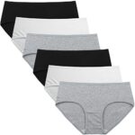 Buy INNERSY Womens Underwear Cotton Hipster Panties Regular & Plus Size 6-Pack, Black-white-grey, Medium