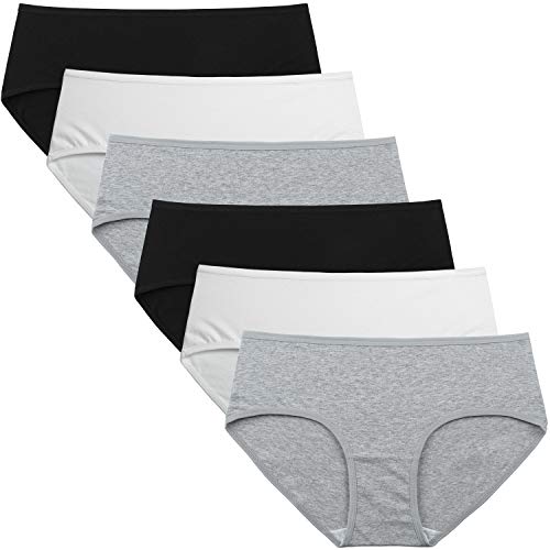 Version 1.0.0 Buy INNERSY Womens Underwear Cotton Hipster Panties Regular & Plus Size 6-Pack, Black-white-grey, Medium - Image 1