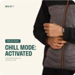 Buy Boldfit Men's Quilted Polyester Standard Length Jacket Monsoon Winter Wear Hooded Winter Padded Bomber Full Sleeve Jacket Black Grey Small - Image 8