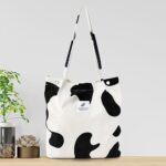 Buy Street27® Korean Canvas Corduroy Tote Bag Casual Work Shoulder Handbags | Multi-Purpose Bag |Sturdy Canvas Bag with Large Capacity | Shopping Bag for Office, College & Daily Use (Cow) - Image 7