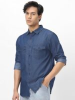 Urbano Fashion Men's Dark Blue Full Sleeve Regular Fit Casual Denim Shirt (shirtden2pc-dblue-m)  : Clothing & Accessories - Image 4
