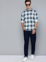 The Indian Garage Co Men's Checkered Slim Shirt (0121-SH69-05_White Large)  : Clothing & Accessories - Image 6