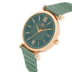 IIK COLLECTION Watches for Woman Round Dial | Analogue Quartz Movement Ladies Watch | Long Battery Life | Metal Bracelet Chain Type Strap | Double Lock Clasp Safety Girls (Green)  : Fashion - Image 6