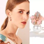 Shining Diva Fashion Latest Stylish Western Crystal Pearl Gold Plated Stud Earrings for Women (rrsd11821er), Peach  : Fashion - Image 8