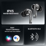 boAt Airdopes 141 Pro Buds, 13mm Drivers, Metallic Finish, 60HRS Battery, 4Mics ENx, Fast Charge, IPX5, v5.3 Bluetooth TWS in Ear Earbuds Wireless Earphones with mic (Obsidian Black)  : Electronics - Image 4