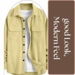 Buy MiraMichi Men's Full Sleeve Corduroy Striped Casual Jacket, Ideal for Stylish Everyday Outfits (Yellow, 2XL) - Image 7