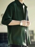 Leriya Fashion Men's Formal Button Down Shirt – Slim Fit Office Wear Shirt's for Men | Textured Long Sleeve Cotton Blend | Business & Meeting Ready (Available in Plus Size and Combo Pack of 2) Green  : Clothing & Accessories - Image 3