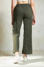 Buy GRECIILOOKS High Waist Trousers for Women – Flared Korean Style Formal Pants | Elegant Workwear for Office, College & Events Green - Image 2